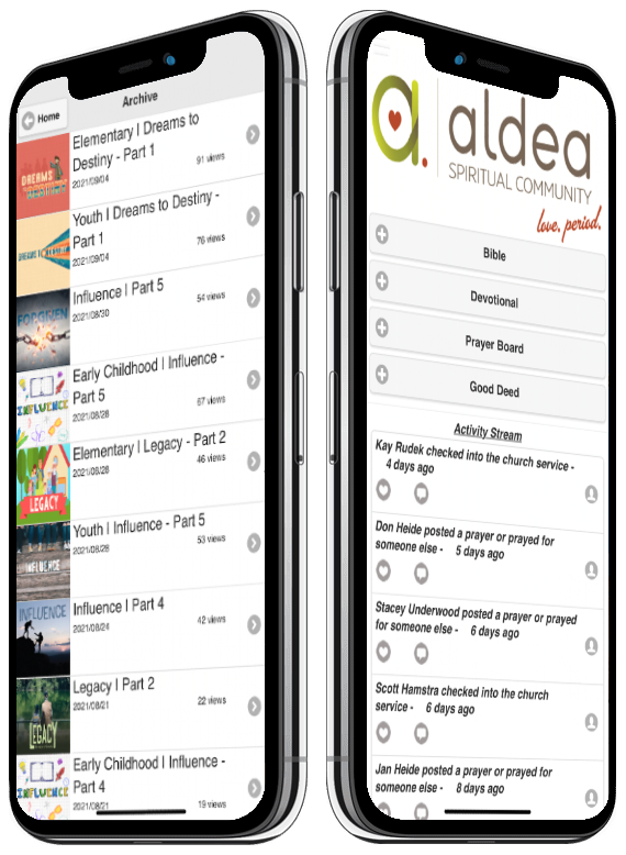 Image of church app features