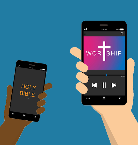 Image showing bible and worship music on church app